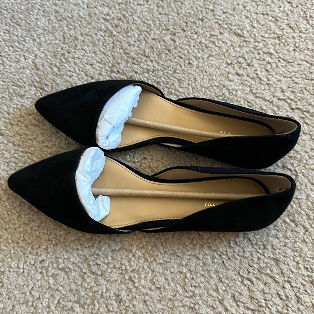 J. Crew D’Orsay black suede flats